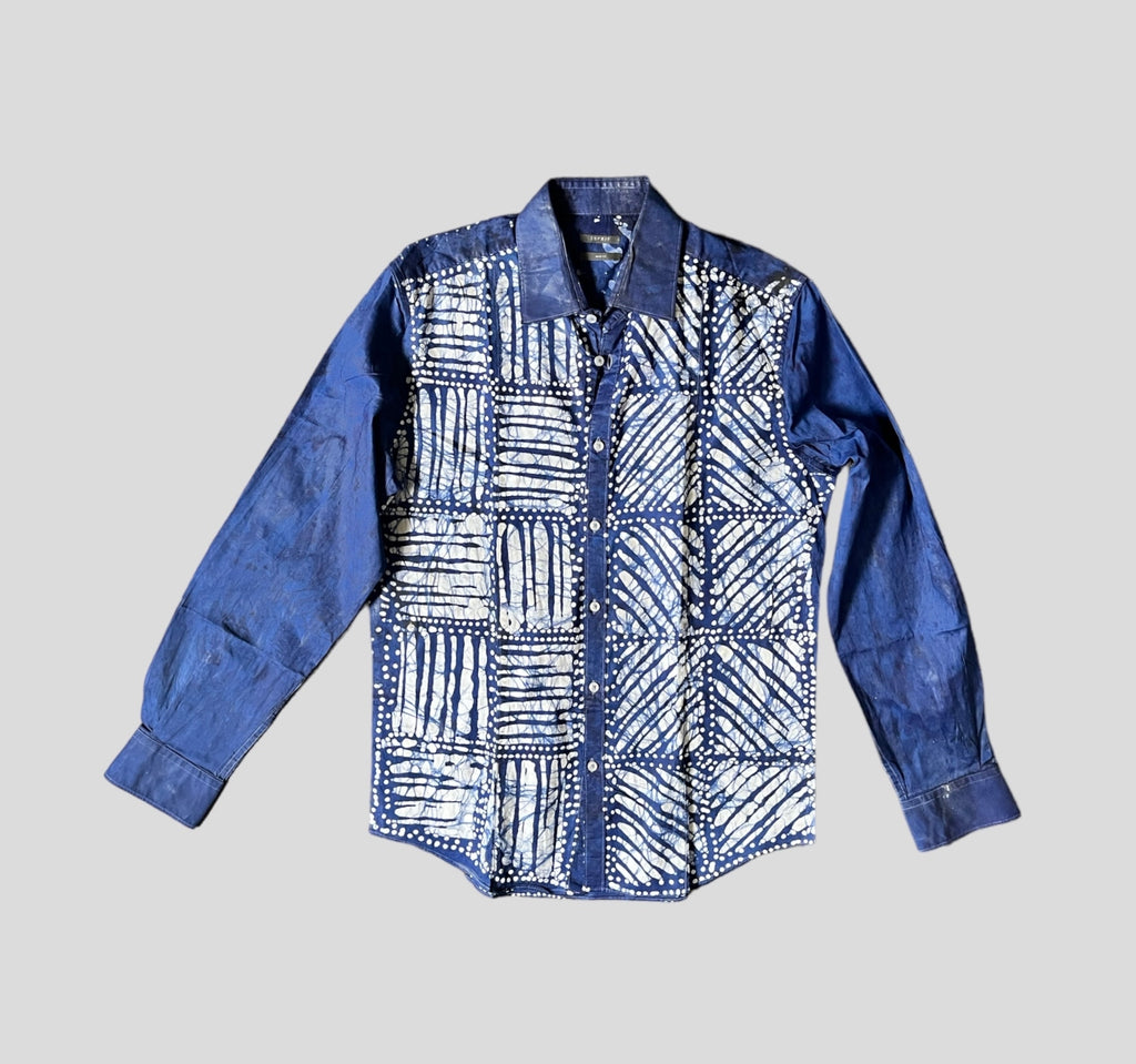 Batik Style African Men’s Shirt Size M