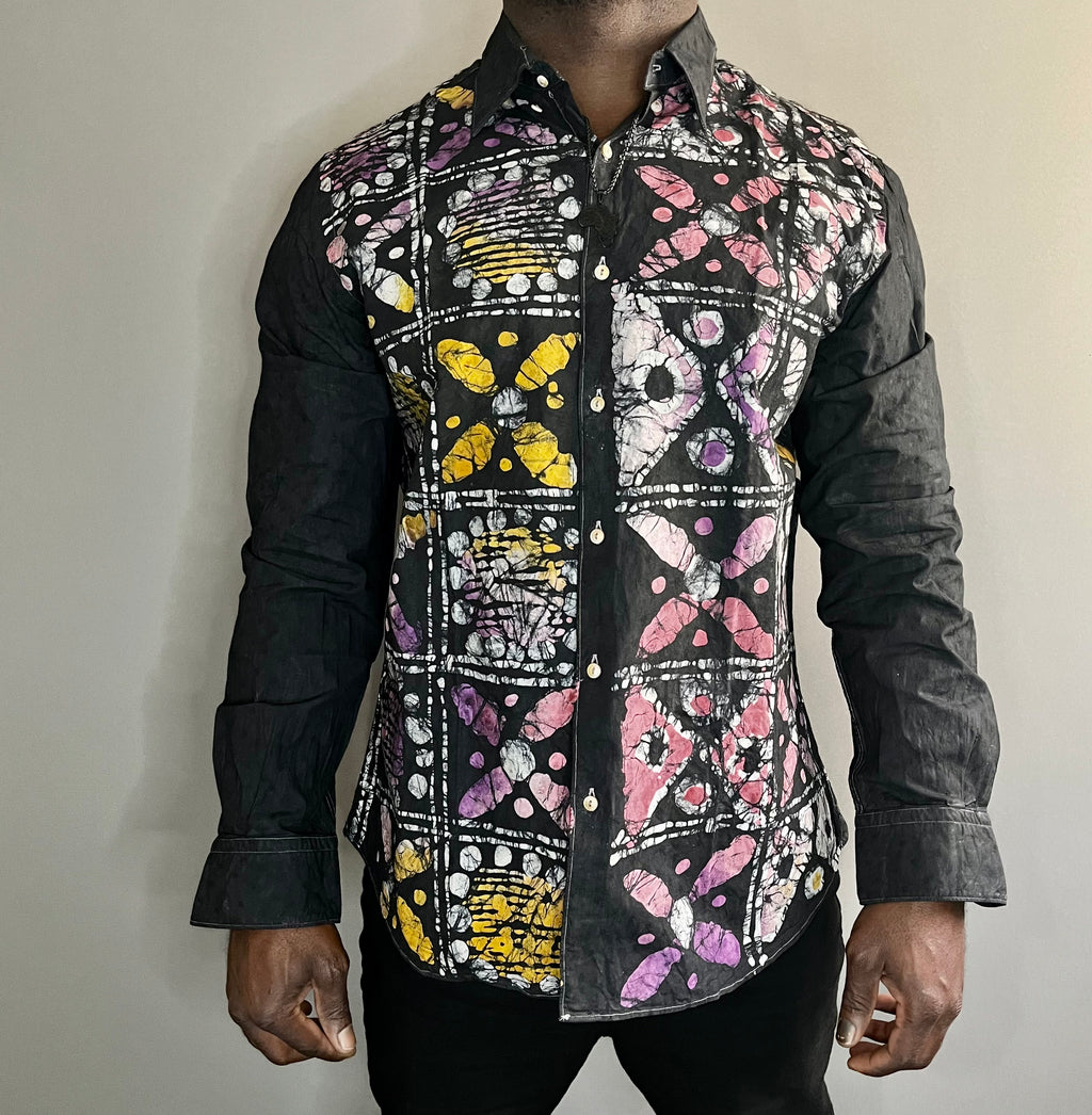 Batik Style African Men’s Shirt Size L