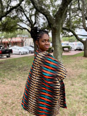 AMARA Vibrant African Print Kimono Jacket – Multicolor Ankara Open Front Duster