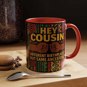 Cultural Connection Coffee Mug, Black Accent Mug, Family Bonding Gift, Customizable Drinkware, Heritage Celebration Cup