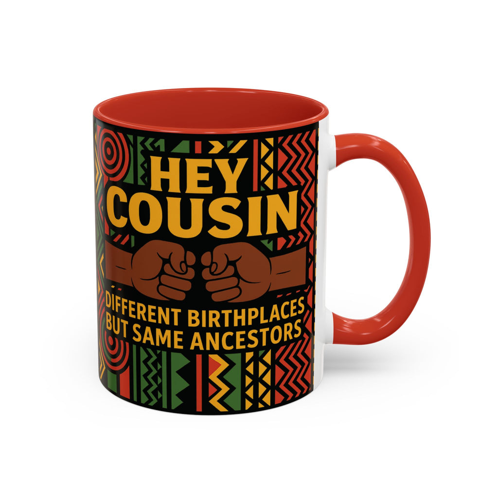 Cultural Connection Coffee Mug, Black Accent Mug, Family Bonding Gift, Customizable Drinkware, Heritage Celebration Cup