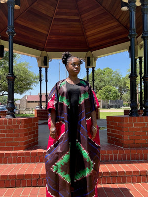 NYABO Elegant African-Inspired Kimono Robe – Handcrafted Vibrant Print