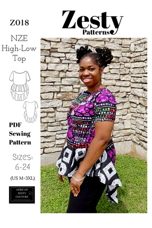 NZE High-Low Top| PDF Sewing Pattern – Sizes 6–24 (US M–3XL)