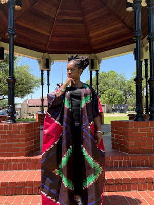 NYABO Elegant African-Inspired Kimono Robe – Handcrafted Vibrant Print