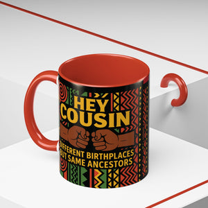 Cultural Connection Coffee Mug, Black Accent Mug, Family Bonding Gift, Customizable Drinkware, Heritage Celebration Cup