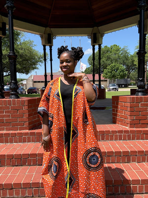 OROMA Elegant African Print Kimono Duster – Perfect for Formal and Cultural Events
