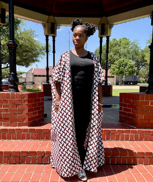 IJE Elegant African-Inspired Kimono Robe – Bold Geometric Print, Lightweight and Versatile