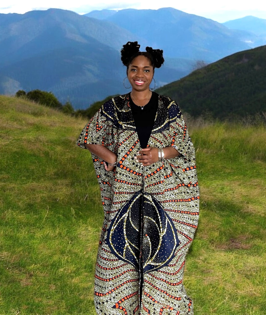 OTU Bold African Print Kimono Jacket - Handmade Ankara Outerwear for Women