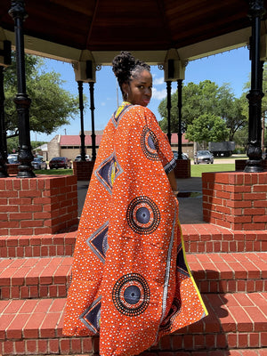 OROMA Elegant African Print Kimono Duster – Perfect for Formal and Cultural Events