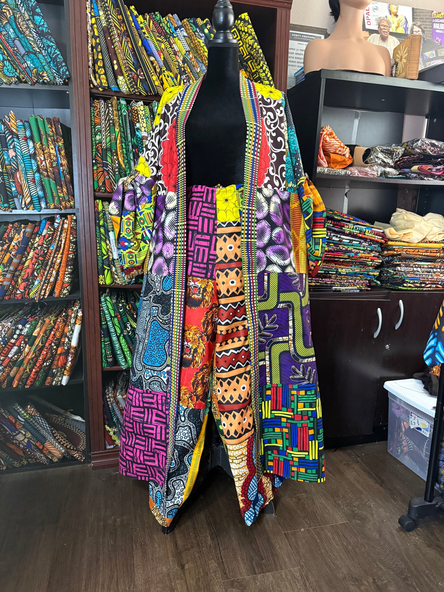 Custom Bold Ankara Patchwork Kimono Jacket | African Print Duster Coat and Pants