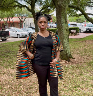 AMARA Vibrant African Print Kimono Jacket – Multicolor Ankara Open Front Duster