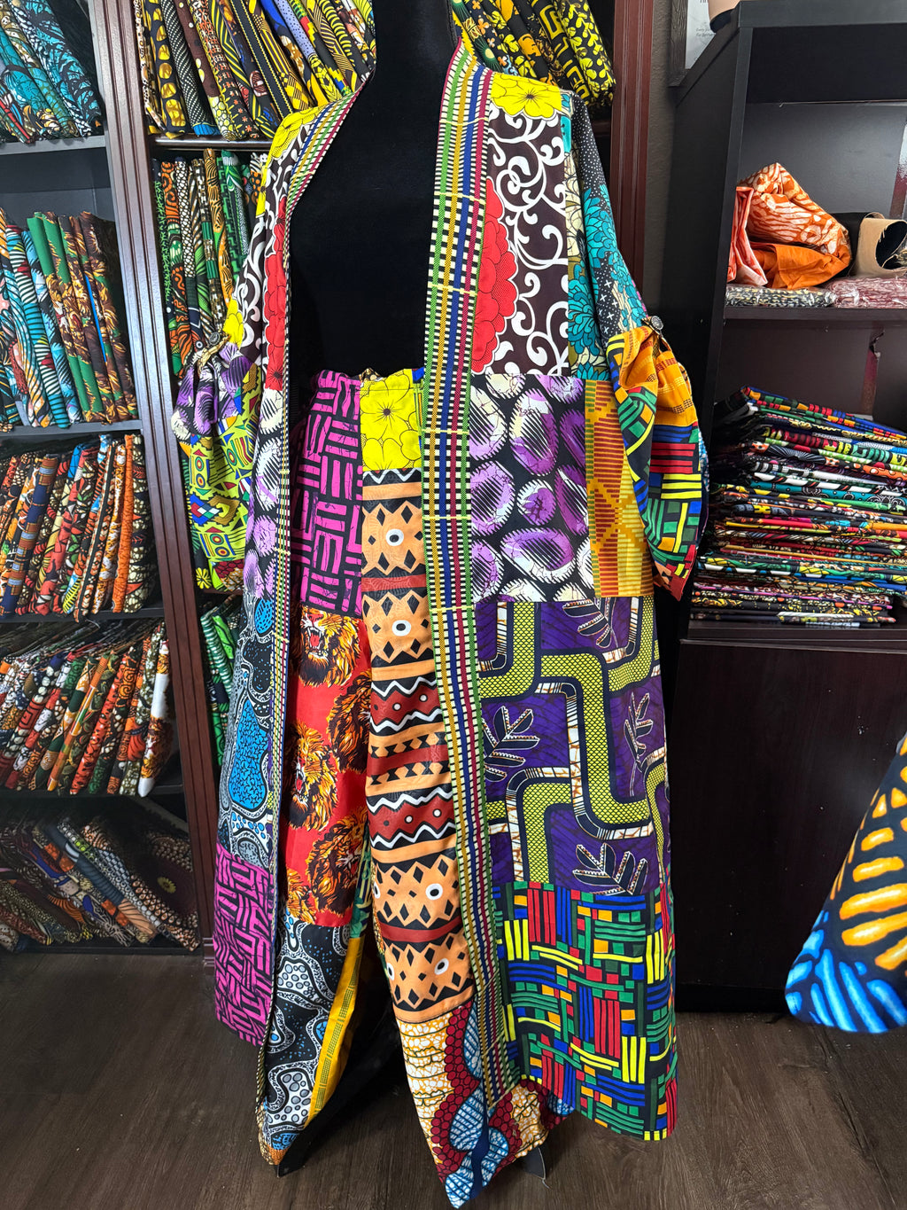 Custom Bold Ankara Patchwork Kimono Jacket | African Print Duster Coat and Pants