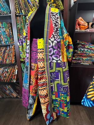Custom Bold Ankara Patchwork Kimono Jacket | African Print Duster Coat and Pants