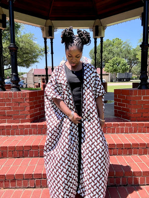 IJE Elegant African-Inspired Kimono Robe – Bold Geometric Print, Lightweight and Versatile