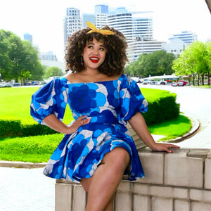 Ankara Puff Sleeve Mini Dress | Fit & Flared African Print Dress