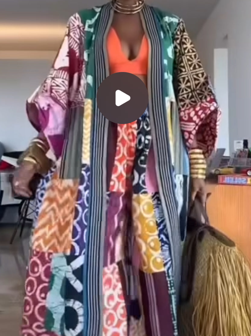 Custom Patchwork Kimono Jacket and Pants in Ankara