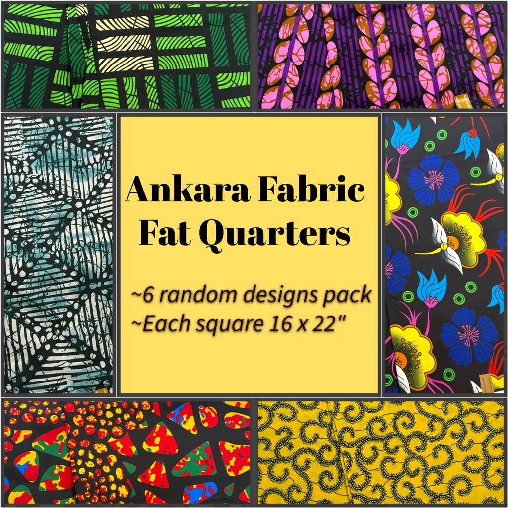 Ankara Fabric Fat Quarters – 6-Pack of 16x22” Precut African Print Cotton Squares – Assorted Vibrant Designs for Quilting & Crafts