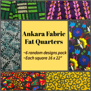 Ankara Fabric Fat Quarters – 6-Pack of 16x22” Precut African Print Cotton Squares – Assorted Vibrant Designs for Quilting & Crafts