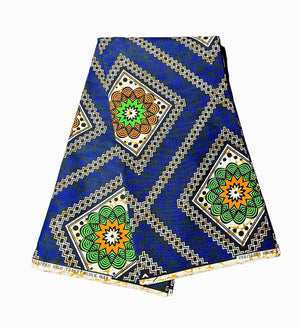 Ankara Fabric Blue/Green - Zesty - Couture