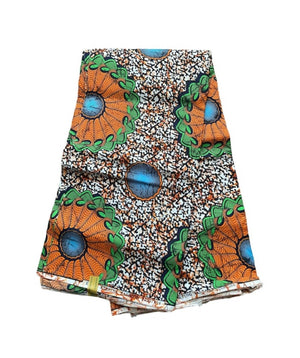 Ankara Fabric Orange/Green - Zesty - Couture