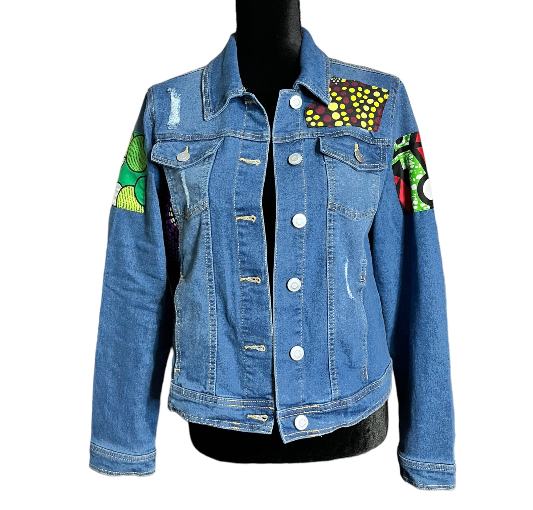 Ankara Patch Denim Jacket - Zesty - Couture