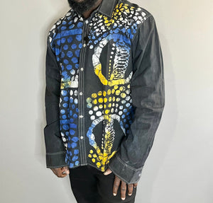 Batik Style African Men’s Shirt Size L - XL - Zesty - Couture