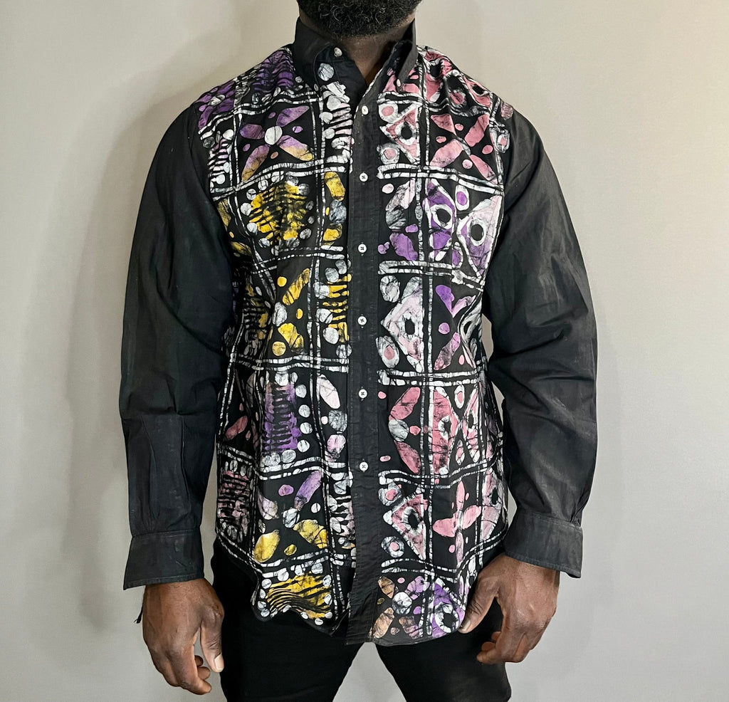 Batik Style African Men’s Shirt Size L - XL - Zesty - Couture