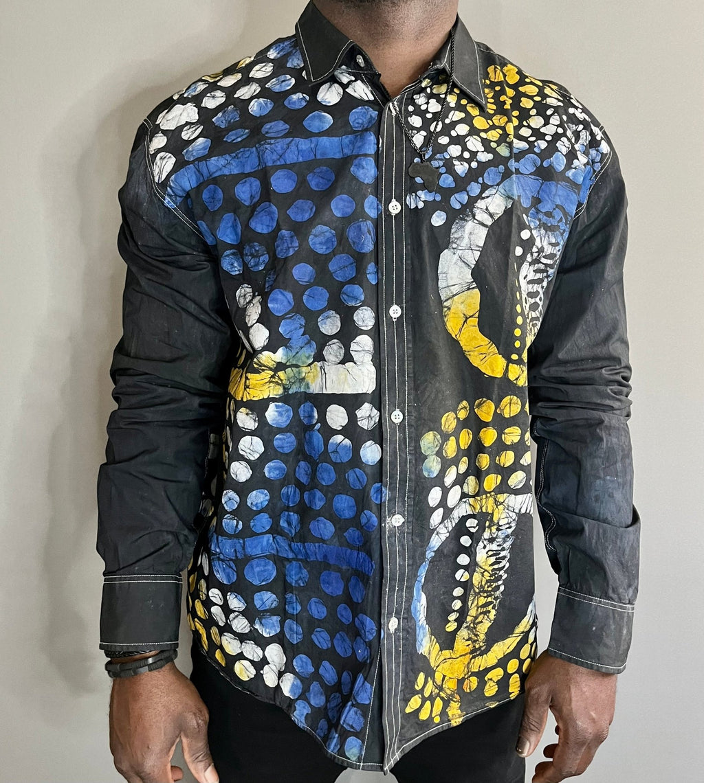 Batik Style African Men’s Shirt Size L - XL - Zesty - Couture