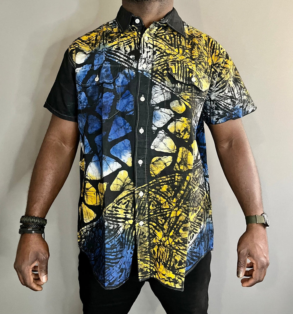 Batik Style African Men’s Shirt Size L - XXL - Zesty - Couture