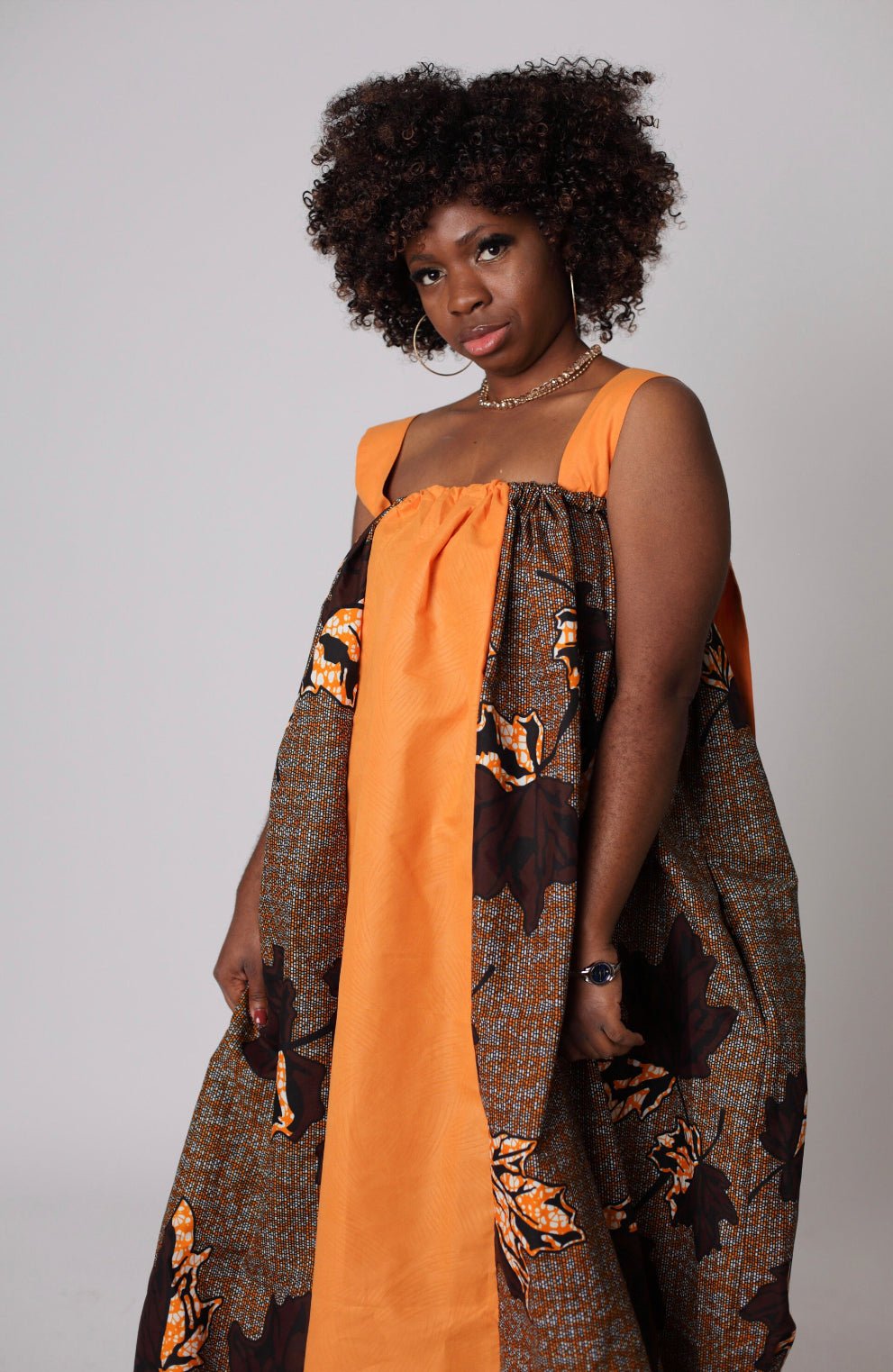 orange african print dresses Lucia Ankara Maxi Dress