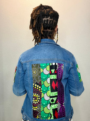 Ankara Patch Denim Jacket