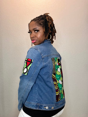 Ankara Patch Denim Jacket