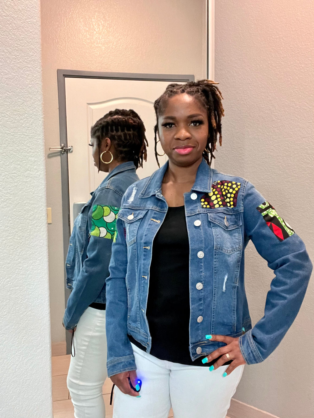 Ankara Patch Denim Jacket