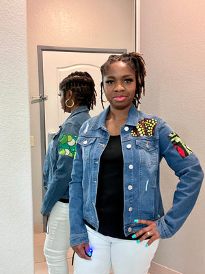 Ankara Patch Denim Jacket